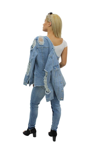 Blue Ripped Harley Denim Jacket & Patches Jeans