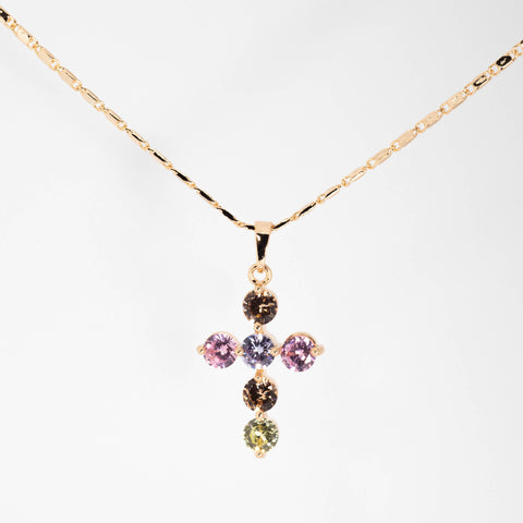 Rainbow Cross Necklace